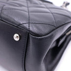 Chanel Quilted Chain Tote Caviar Leather Silver Black Seal — view 5
