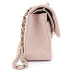 Chanel Quilted 23 Double Flap Chain Shoulder Bag Lambskin Gold Pink Plate — view 3
