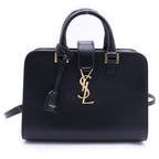 Saint Laurent Paris Baby Cabas 2-Way Shoulder Bag Black Leather Gold