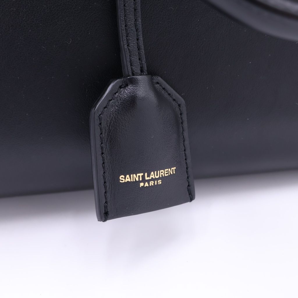 Saint Laurent Paris Baby Cabas 2-Way Shoulder Bag Black Leather Gold — view 7