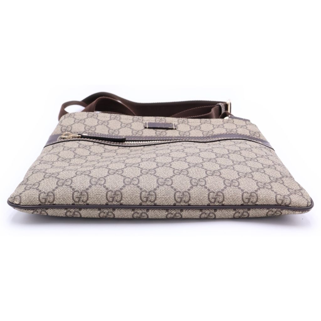 Gucci GG Supreme Shoulder Bag Beige Brown Leather Gold — view 4