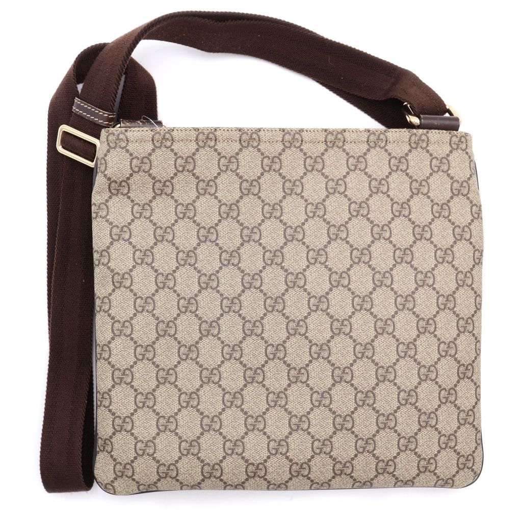 Gucci GG Supreme Shoulder Bag Beige Brown Leather Gold — view 2