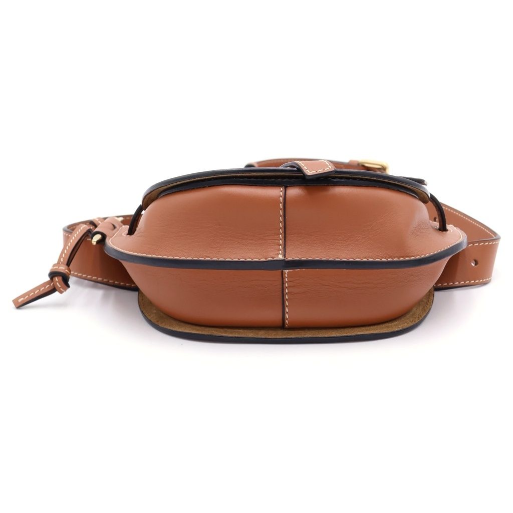 Loewe Gate Mini Shoulder Bag Brown Tan Leather Gold — view 4