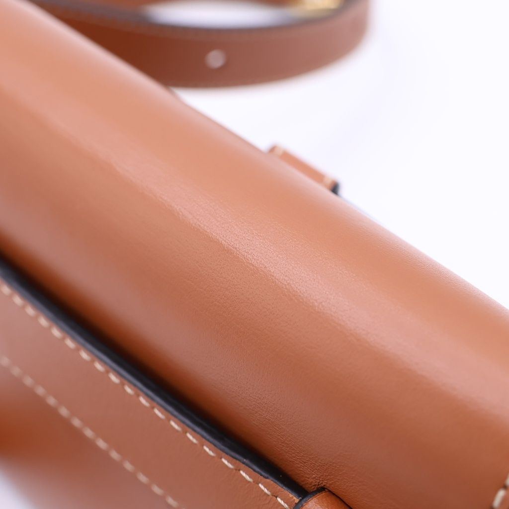 Loewe Gate Mini Shoulder Bag Brown Tan Leather Gold — view 7
