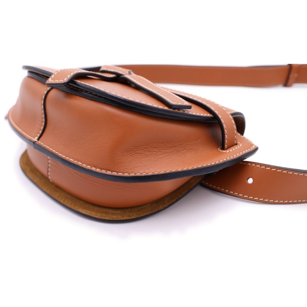 Loewe Gate Mini Shoulder Bag Brown Tan Leather Gold — view 5