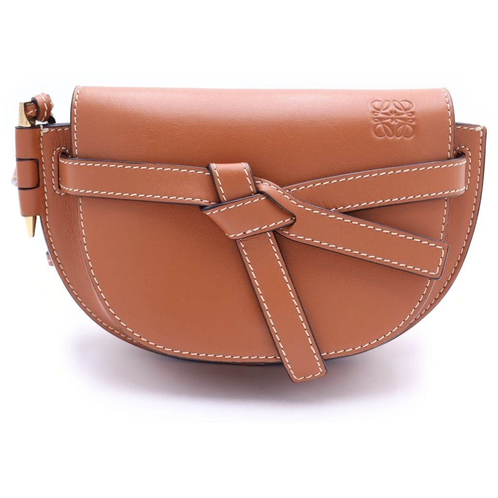 Loewe Gate Mini Shoulder Bag Brown Tan Leather Gold