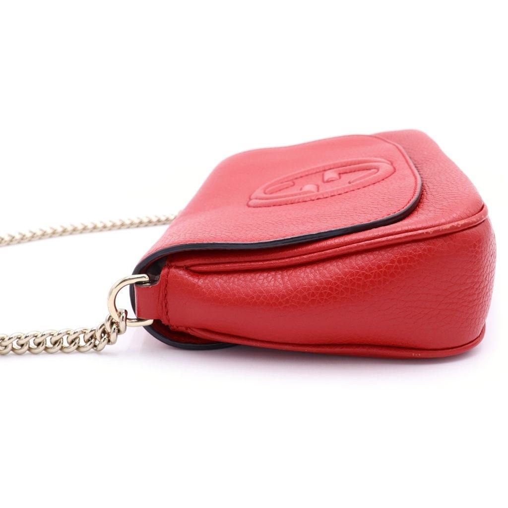 Gucci Soho Chain Shoulder Bag Red Leather Tassel — view 3