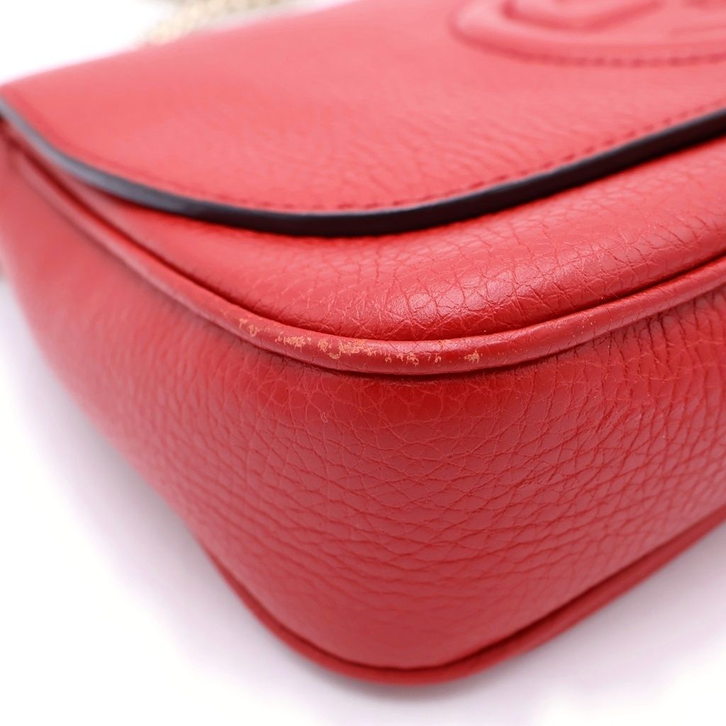 Gucci Soho Chain Shoulder Bag Red Leather Tassel — view 6