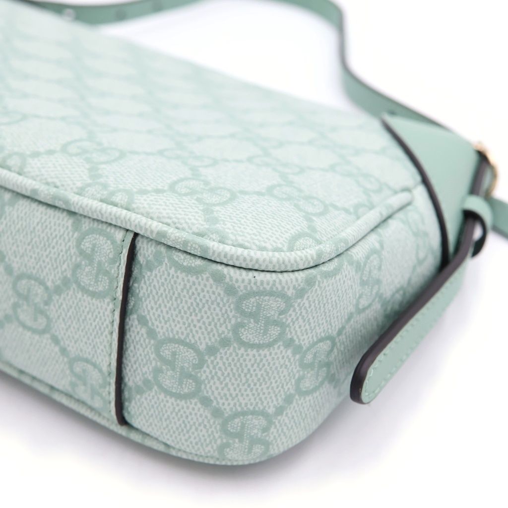 Gucci GG Emblem Small 2-Way Shoulder Bag Mint Green Leather Gold — view 5