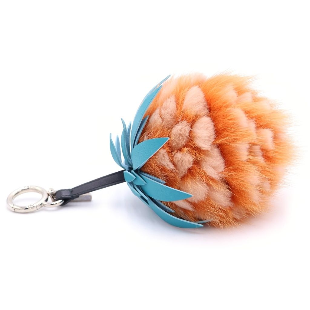 Fendi Fruit Pineapple Charm Bag Key Holder Orange Silver — view 3