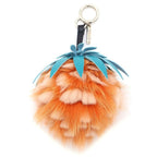 Fendi Fruit Pineapple Charm Bag Key Holder Orange Silver