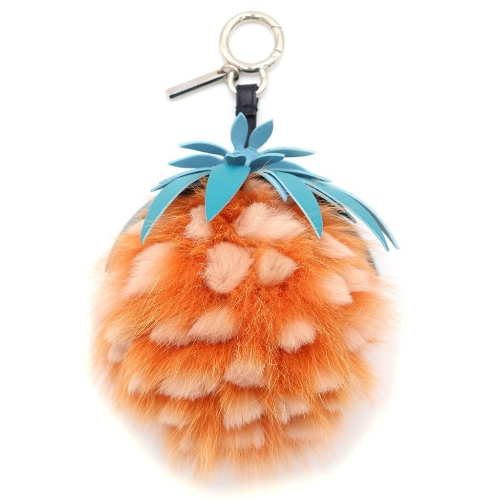 Fendi Fruit Pineapple Charm Bag Key Holder Orange Silver — view 2
