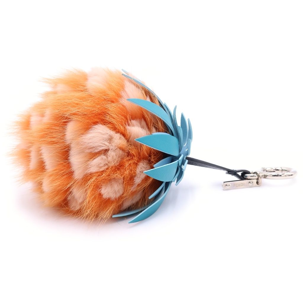 Fendi Fruit Pineapple Charm Bag Key Holder Orange Silver — view 4