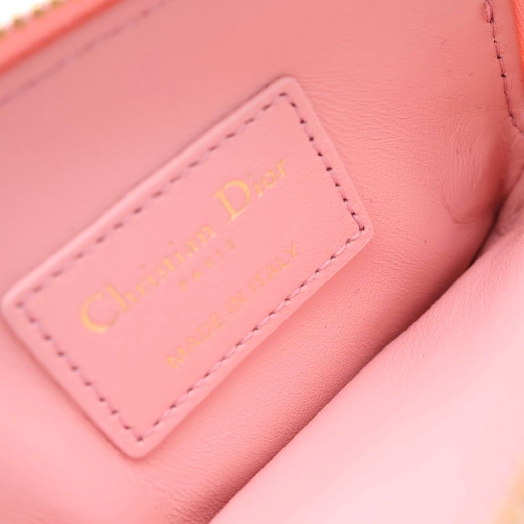 Dior Coin Case Cannage Heart Card Fragment Pink Leather Gold — view 4