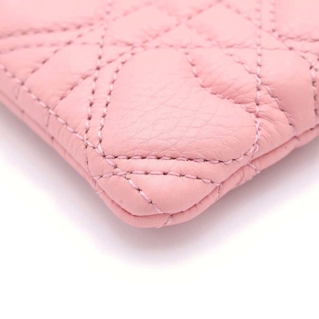 Dior Coin Case Cannage Heart Card Fragment Pink Leather Gold — view 5