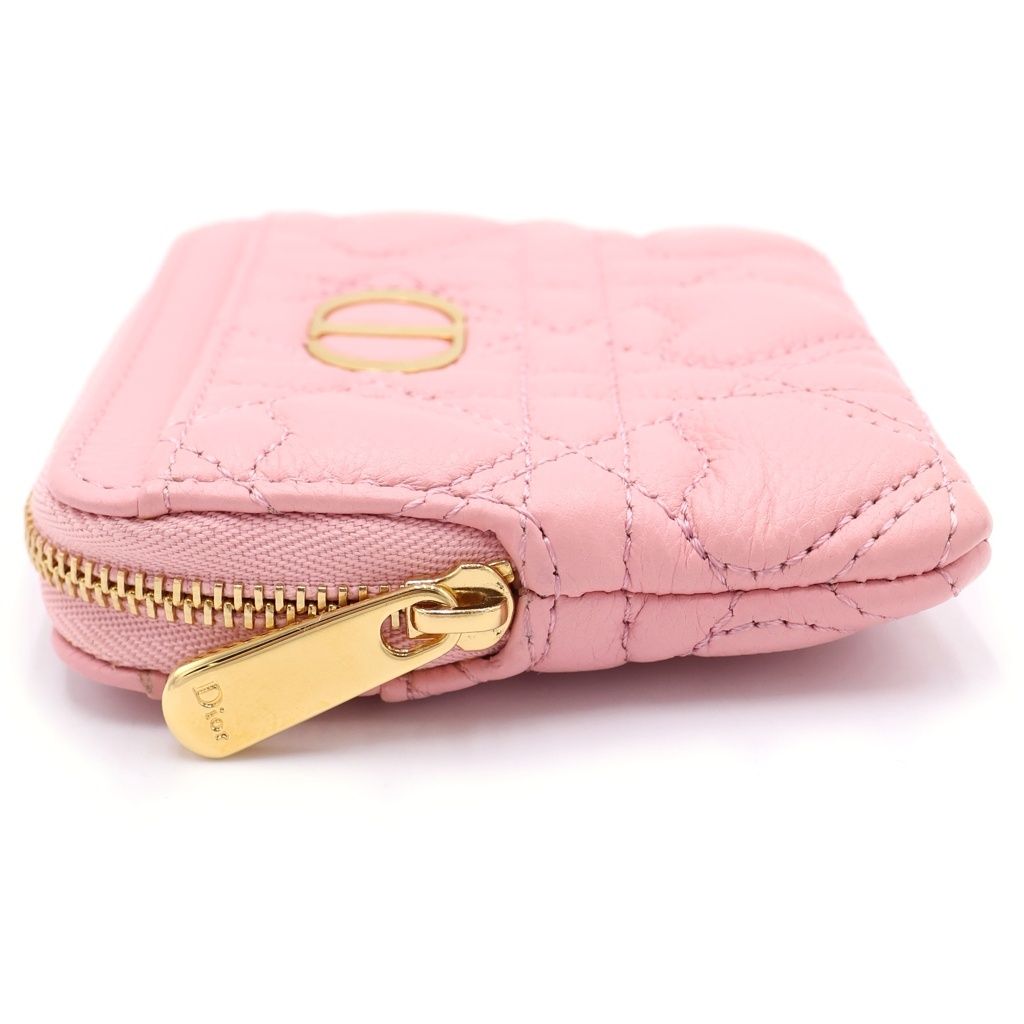 Dior Coin Case Cannage Heart Card Fragment Pink Leather Gold — view 3