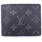 Louis Vuitton Monogram Eclipse Bifold Wallet Compact Black Leather