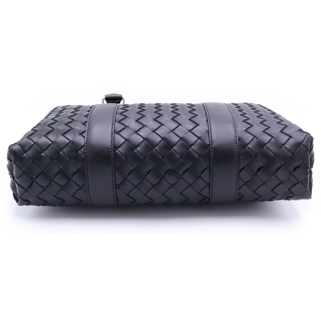Bottega Veneta Intrecciato Briefcase Business Shoulder Bag Black Leather Silver — view 4