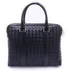 Bottega Veneta Intrecciato Briefcase Business Shoulder Bag Black Leather Silver — view 2