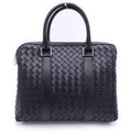Bottega Veneta Intrecciato Briefcase Business Shoulder Bag Black Leather Silver