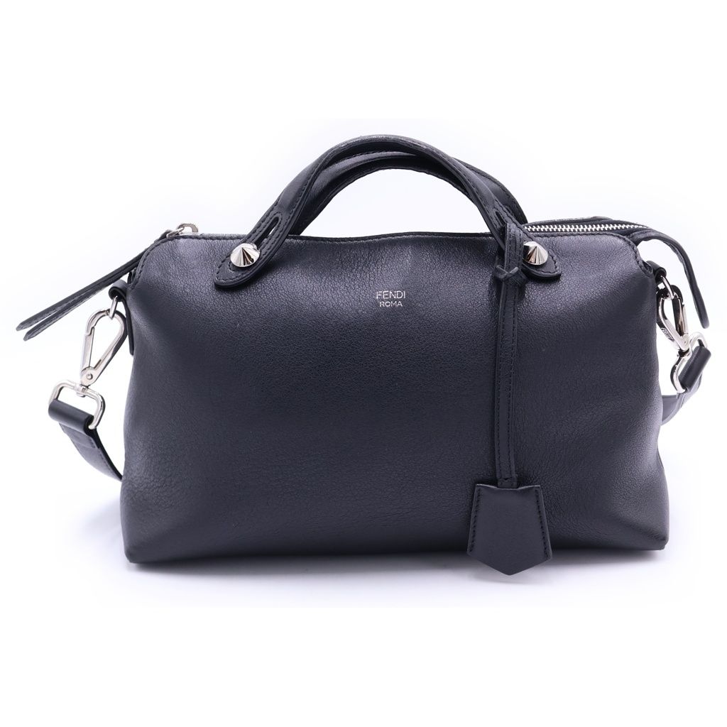 Fendi by the Way 2-Way Shoulder Bag Black Leather Silver