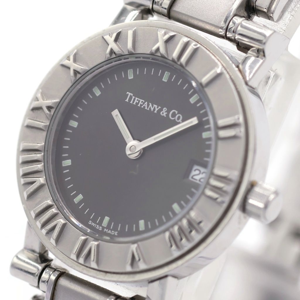 Tiffany & Co Atlas Date SS Quartz Stainless Watch Black Dial — view 4