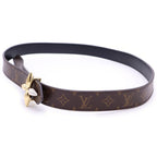 Louis Vuitton Ceinture Leather Belt Black Brown Flower Gold Silver — view 4