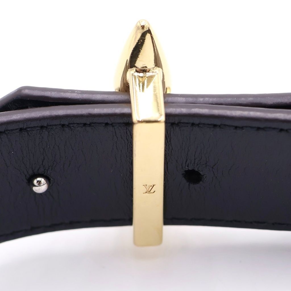 Louis Vuitton Ceinture Leather Belt Black Brown Flower Gold Silver — view 6