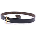 Louis Vuitton Ceinture Leather Belt Black Brown Flower Gold Silver