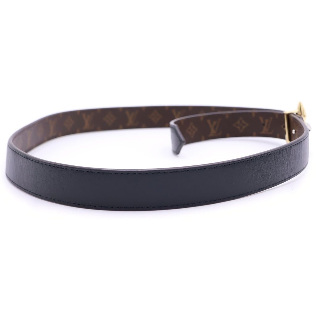 Louis Vuitton Ceinture Leather Belt Black Brown Flower Gold Silver — view 3