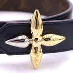Louis Vuitton Ceinture Leather Belt Black Brown Flower Gold Silver — view 5