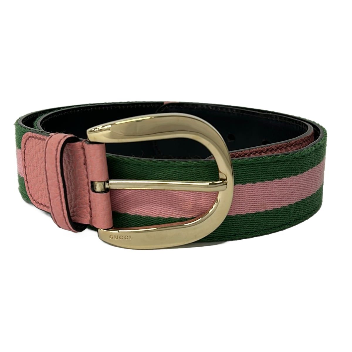 Gucci Belt 80 32 Pink Green Cotton Leather