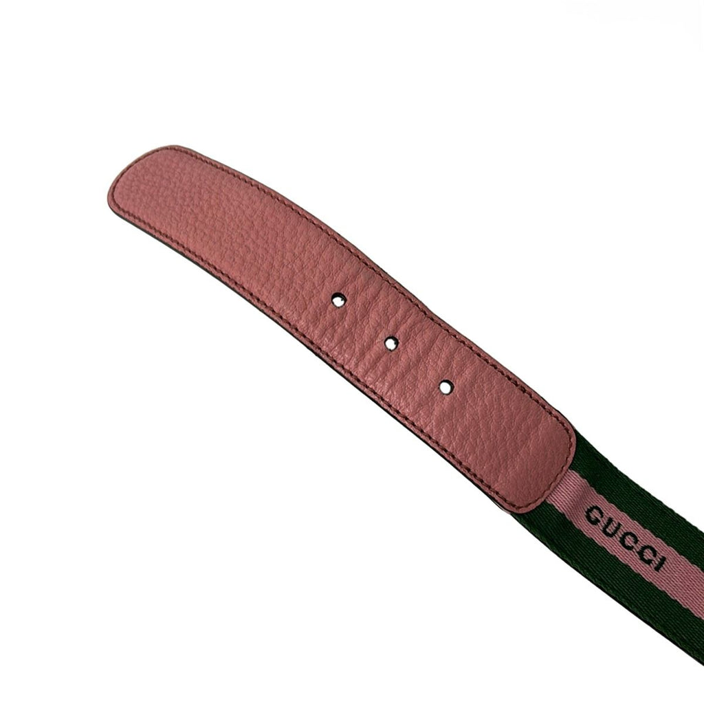 Gucci Belt 80 32 Pink Green Cotton Leather — view 5