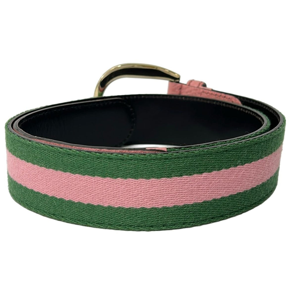 Gucci Belt 80 32 Pink Green Cotton Leather — view 2