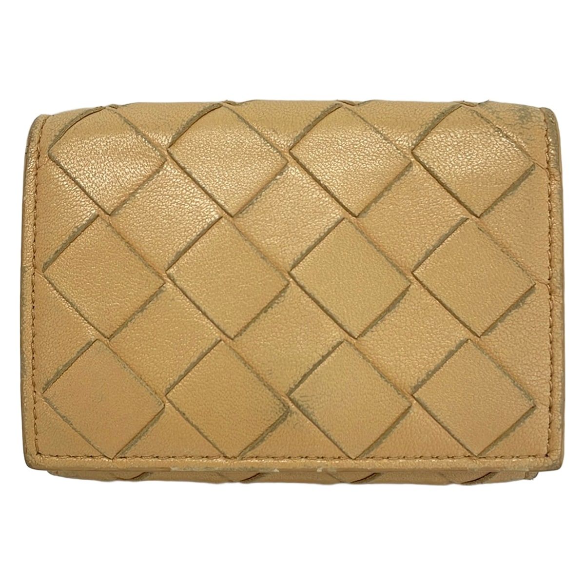 Bottega Veneta Trifold Wallet Intrecciato Light Brown Leather