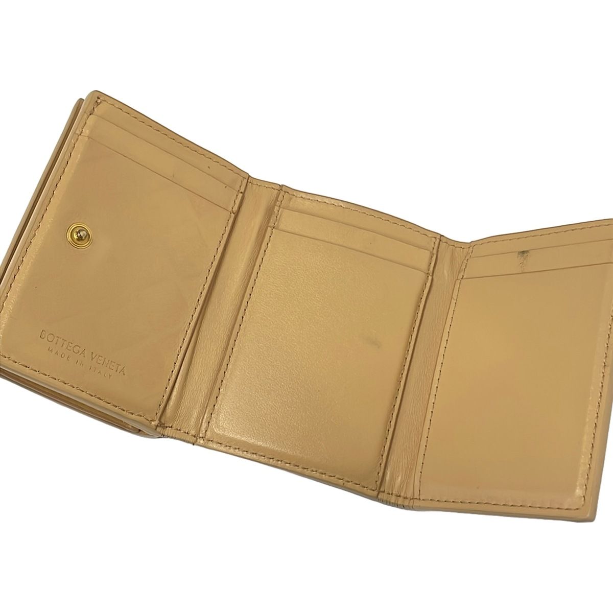 Bottega Veneta Trifold Wallet Intrecciato Light Brown Leather — view 3