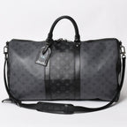 Louis Vuitton LV Keepall Bandouliere 50 Black Gray Silver