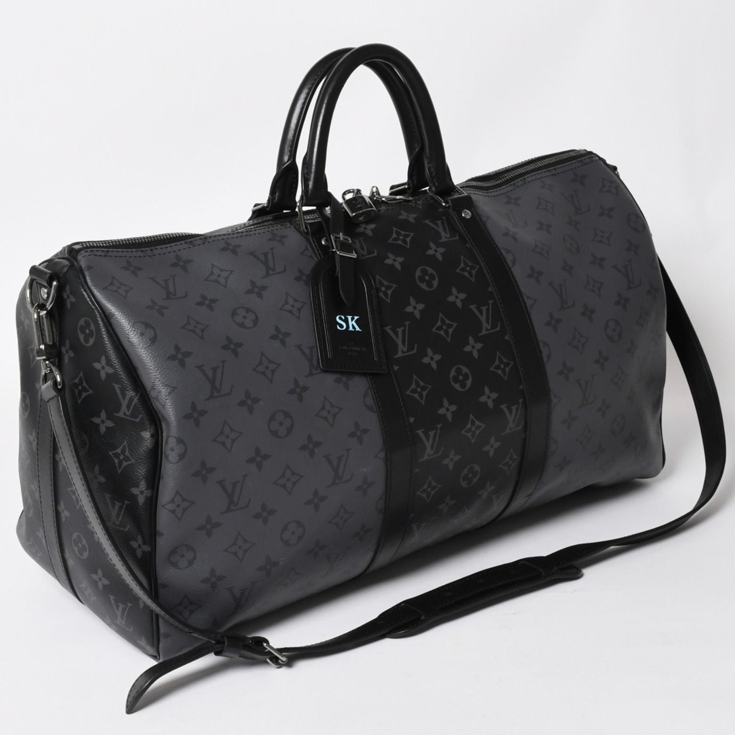 Louis Vuitton LV Keepall Bandouliere 50 Black Gray Silver — view 3