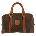Celine Vintage Macadam Brown Gold Leather Boston
