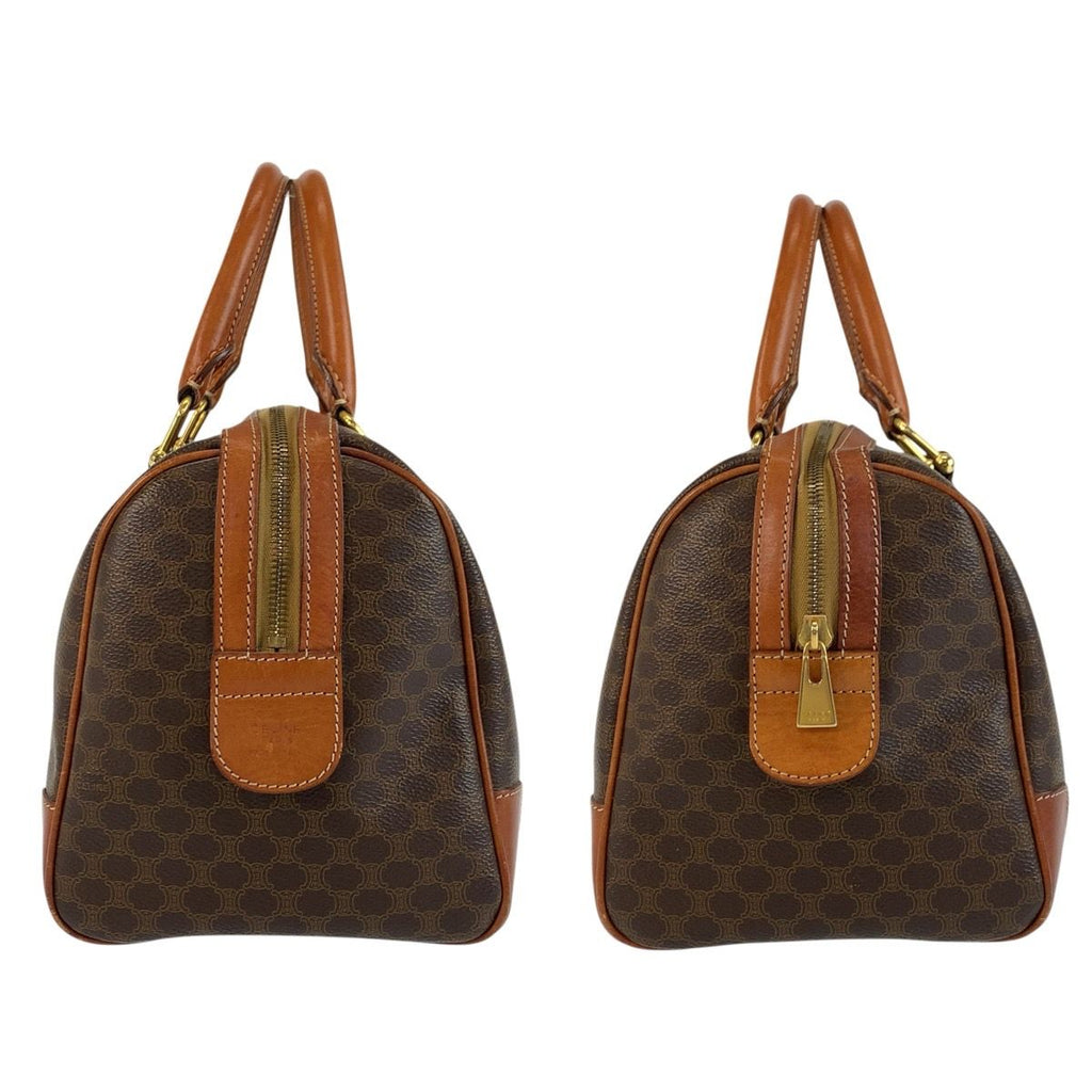 Celine Vintage Macadam Brown Gold Leather Boston — view 7