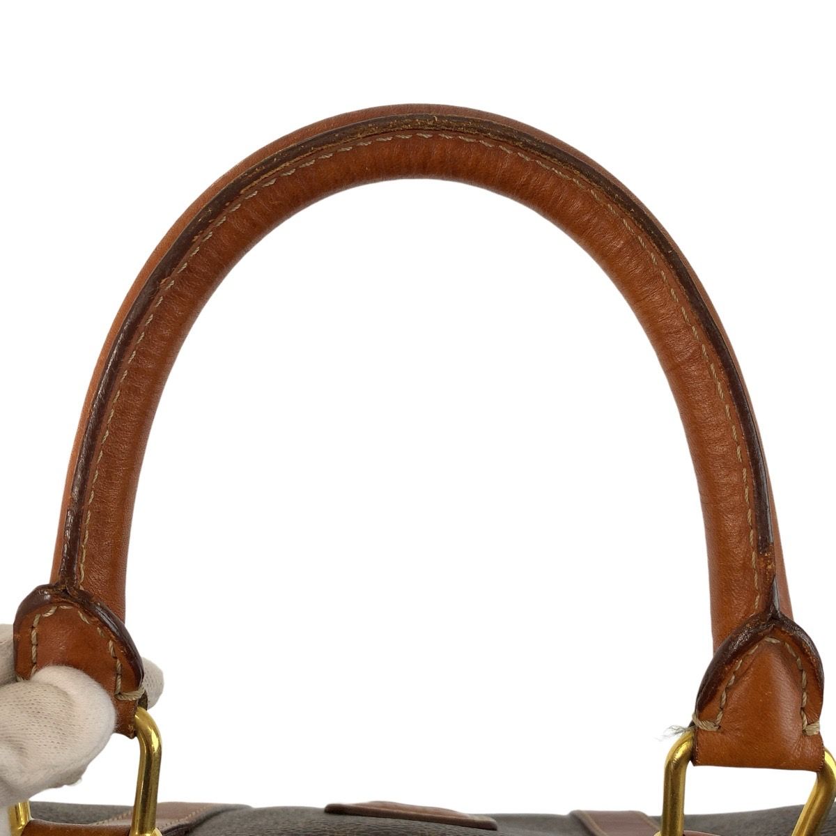 Celine Vintage Macadam Brown Gold Leather Boston — view 8