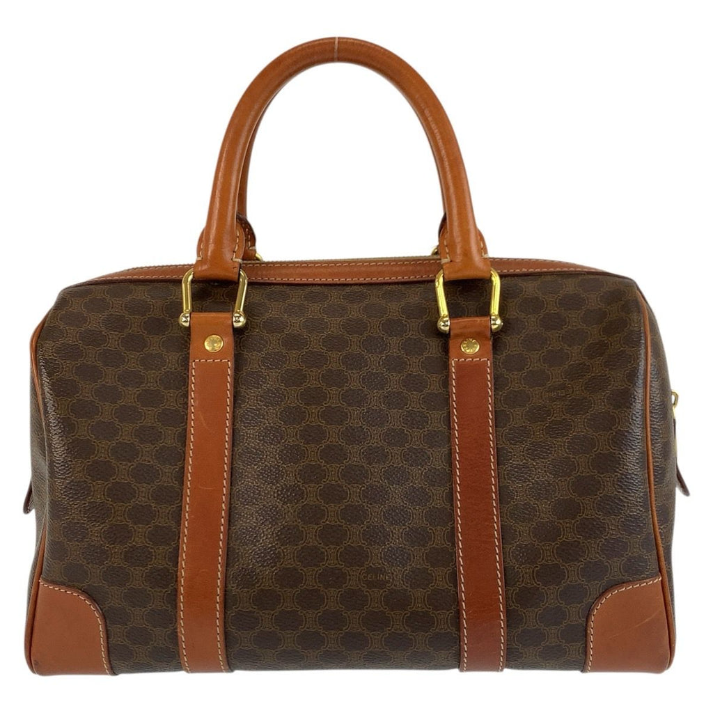 Celine Vintage Macadam Brown Gold Leather Boston — view 2