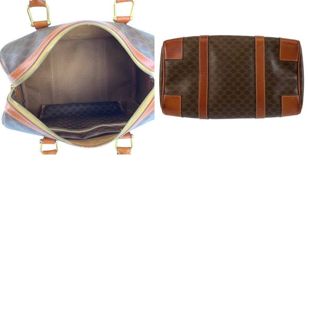 Celine Vintage Macadam Brown Gold Leather Boston — view 9