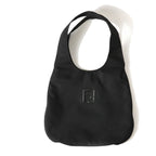 Fendi FF Logo Shoulder Bag Hobo Nylon Black