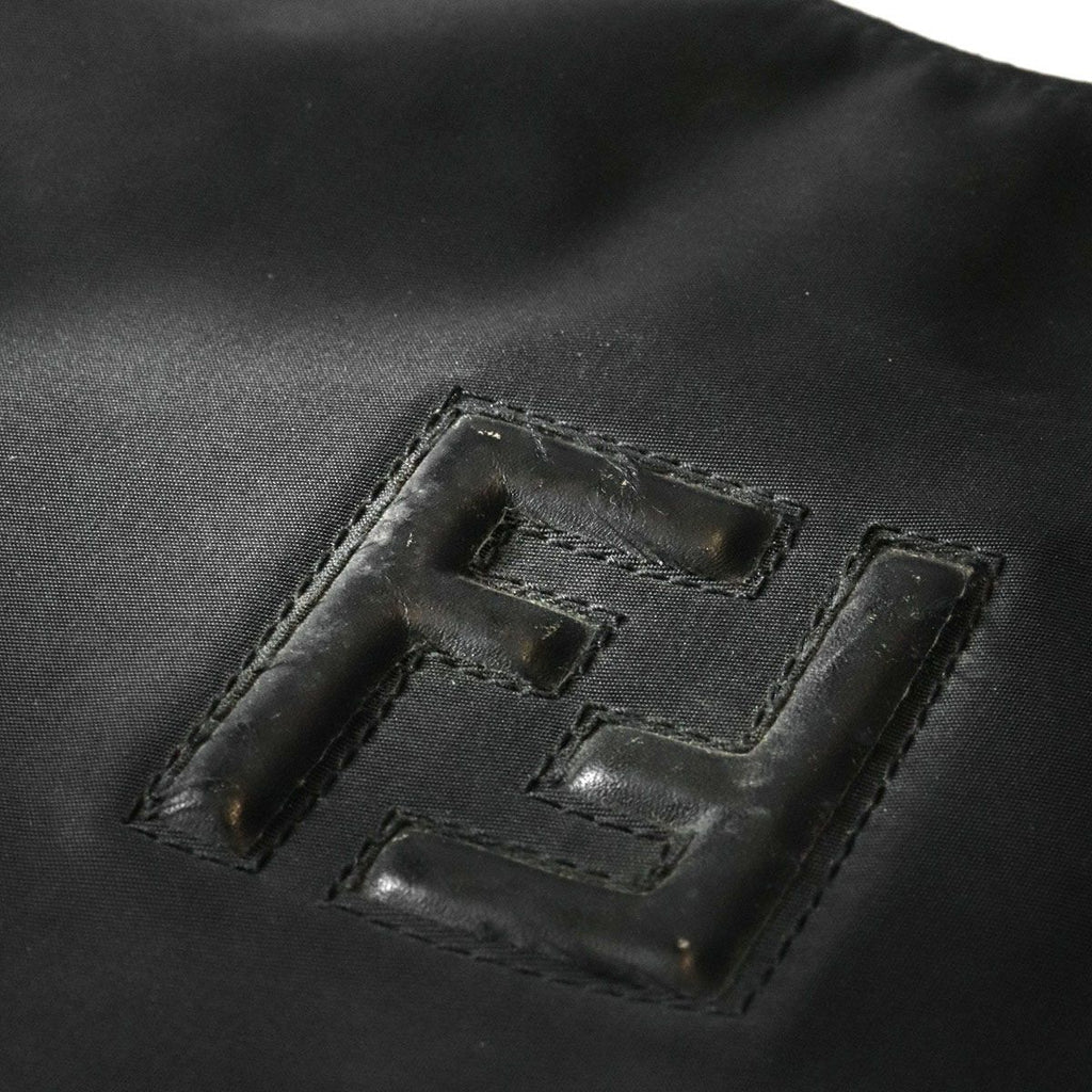 Fendi FF Logo Shoulder Bag Hobo Nylon Black — view 3