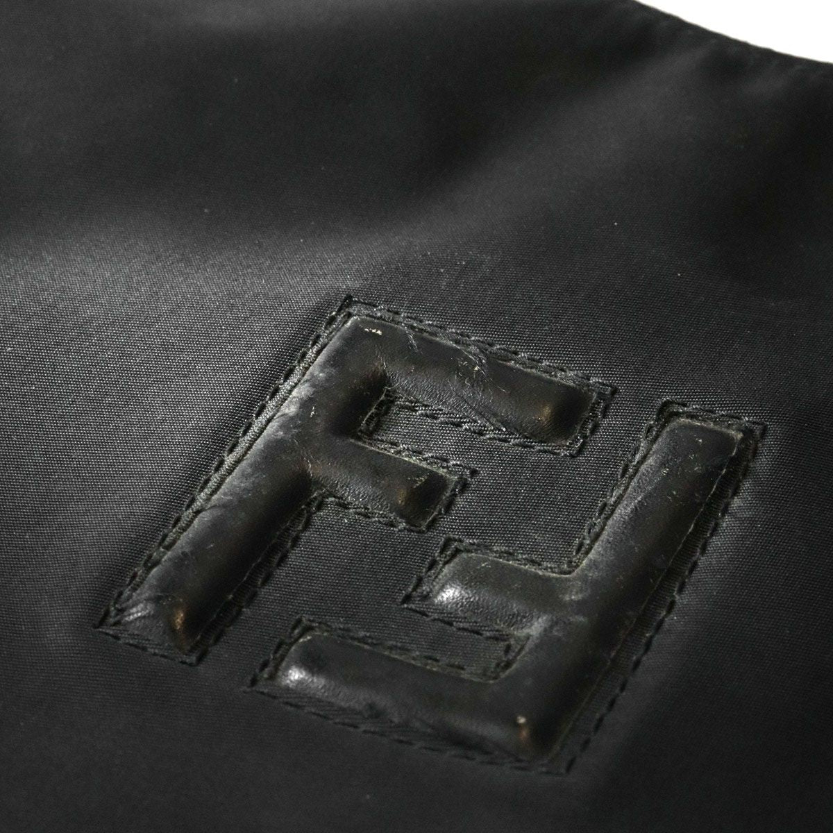 Fendi FF Logo Shoulder Bag Hobo Nylon Black — view 3