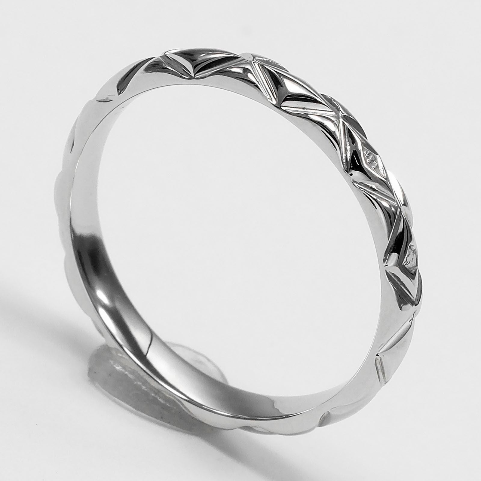 Chanel Quilted Small Platinum Ring — view 3