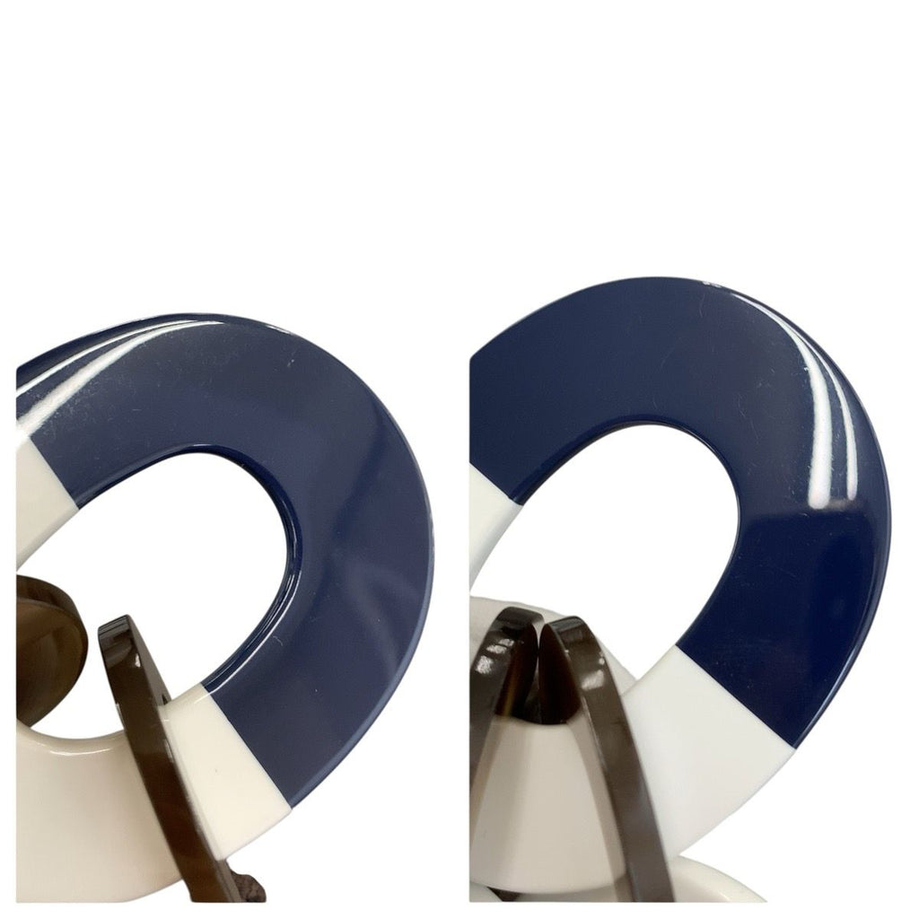 Hermes Horn Navy White Brown Buffalo Necklace — view 6