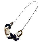 Hermes Horn Navy White Brown Buffalo Necklace — view 3