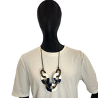 Hermes Horn Navy White Brown Buffalo Necklace — view 7